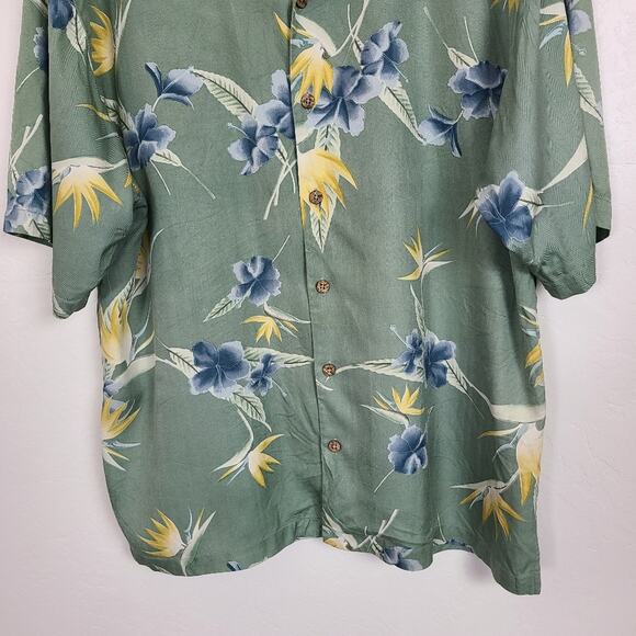 Tommy Bahama Birds of Paradise & Fronds 100% Silk Hawaiian Shirt Beach XL Mens - Picture 13 of 15